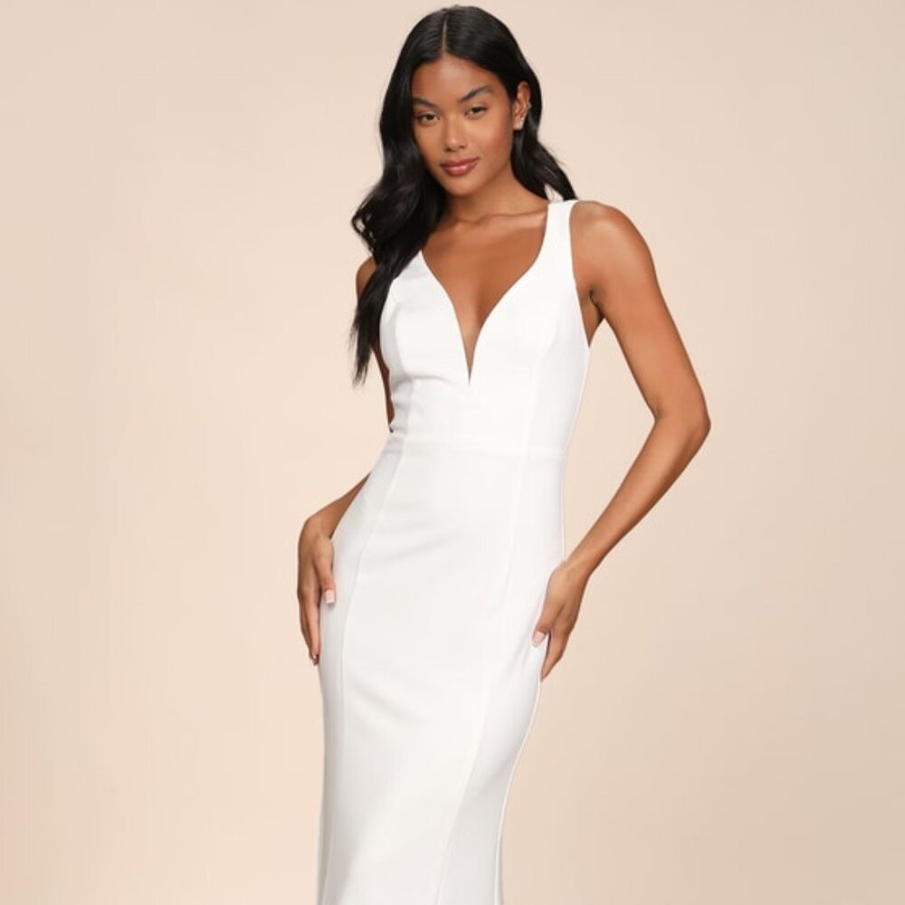 Lulus Forever Crush White Mermaid Maxi Dress - Size S
